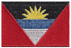 Mini Flag Patch of Antigua and Barbuda - 1¼x1¾"  embroidered Mini Flag Patch of Antigua and Barbuda.<BR>Combines with our other Mini Flag Patches for discounts.