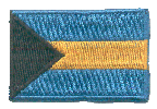 Mini Flag Patch of Bahamas - 1¼x1¾"  embroidered Mini Flag Patch of the Bahamas.<BR>Combines with our other Mini Flag Patches for discounts.