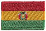 Mini Flag Patch of Bolivia - 1¼x1¾"  embroidered Mini Flag Patch of Bolivia.<BR>Combines with our other Mini Flag Patches for discounts.