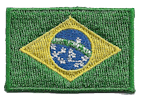 Mini Flag Patch of Brazil - 1¼x1¾"  embroidered Mini Flag Patch of Brazil.<BR>Combines with our other Mini Flag Patches for discounts.