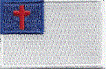 Mini Flag Patch of Christian flag - 1¼x1¾"  embroidered Mini Flag Patch of Christian flag.<BR>Combines with our other Mini Flag Patches for discounts.