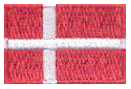 Mini Flag Patch of Denmark - 1¼x1¾"  embroidered Mini Flag Patch of Denmark.<BR>Combines with our other Mini Flag Patches for discounts.