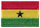 Mini Flag Patch of Ghana - 1¼x1¾"  embroidered Mini Flag Patch of Ghana.<BR>Combines with our other Mini Flag Patches for discounts.