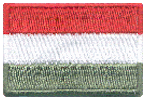 Mini Flag Patch of Hungary - 1¼x1¾"  embroidered Mini Flag Patch of Hungary.<BR>Combines with our other Mini Flag Patches for discounts.