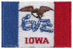 Mini Flag Patch of State of Iowa - 1¼x1¾"  embroidered Mini Flag Patch of the State of Iowa.<BR>Combines with our other Mini Flag Patches for discounts.