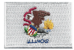 Mini Flag Patch of State of Illinois - 3x4.5cm embroidered Mini Flag Patch of the State of Illinois.<BR><BR><I>Combines with our other Mini Flag Patches for discounts.</I>