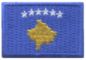 Mini Flag Patch of Kosovo - 3x4.5cm embroidered Mini Flag Patch of Kosovo.<BR>Combines with our other Mini Flag Patches for discounts.