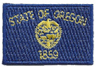 Mini Flag Patch of State of Oregon - 1¼x1¾"  embroidered Mini Flag Patch of the State of Oregon.<BR><BR><I>Combines with our other Mini Flag Patches for discounts.</I>