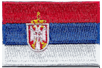 Mini Flag Patch of Serbia - 1¼x1¾"  embroidered Mini Flag Patch of Serbia.<BR>Combines with our other Mini Flag Patches for discounts.