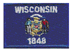 Mini Flag Patch of State of Wisconsin - 1¼x1¾"  embroidered Mini Flag Patch of the State of Wisconsin.<BR><BR><I>Combines with our other Mini Flag Patches for discounts.</I>