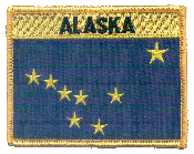 Named Flag Patch of State of Alaska - 2¾x3½" embroidered Named Flag Patch of the State of Alaska.<BR>Combines with our other Named Flag Patches for discounts.