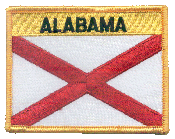 Named Flag Patch of State of Alabama - 2¾x3½" embroidered Named Flag Patch of the State of Alabama.<BR>Combines with our other Named Flag Patches for discounts.