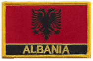 Named Flag Patch of Albania - 2¼x3¼" embroidered Named Flag Patch of Albania.<BR>Combines with our other Named Flag Patches for discounts.