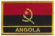 Named Flag Patch of Angola - 2¼x3¼" embroidered Named Flag Patch of Angola.<BR>Combines with our other Named Flag Patches for discounts.