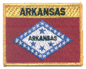Named Flag Patch of State of Arkansas - 2¾x3½" embroidered Named Flag Patch of the State of Arkansas.<BR>Combines with our other Named Flag Patches for discounts.