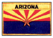 Named Flag Patch of State of Arizona - 2¾x3½" embroidered Named Flag Patch of the State of Arizona.<BR>Combines with our other Named Flag Patches for discounts.