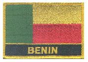 Named Flag Patch of Benin - 2¼x3¼" embroidered Named Flag Patch of Benin.<BR>Combines with our other Named Flag Patches for discounts.