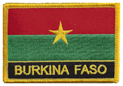 Named Flag Patch of Burkina Faso - 2¼x3¼" embroidered Named Flag Patch of Burkina Faso.<BR>Combines with our other Named Flag Patches for discounts.