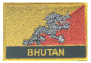 Named Flag Patch of Bhutan - 2¼x3¼" embroidered Named Flag Patch of Bhutan.<BR>Combines with our other Named Flag Patches for discounts.