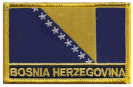 Named Flag Patch of Bosnia - 2¼x3¼" embroidered Named Flag Patch of Bosnia.<BR>Combines with our other Named Flag Patches for discounts.