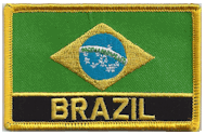 Named Flag Patch of Brazil - 2¼x3¼" embroidered Named Flag Patch of Brazil.<BR>Combines with our other Named Flag Patches for discounts.