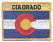 Named Flag Patch of State of Colorado - 2¾x3½" embroidered Named Flag Patch of the State of Colorado.<BR>Combines with our other Named Flag Patches for discounts.