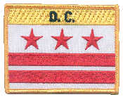 Named Flag Patch of Washington, DC - 2¾x3½" embroidered Named Flag Patch of Washington, DC.<BR>Combines with our other Named Flag Patches for discounts.