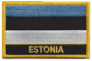 Named Flag Patch of Estonia - 2¼x3¼" embroidered Named Flag Patch of Estonia.<BR>Combines with our other Named Flag Patches for discounts.