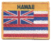 Named Flag Patch of State of Hawaii - 2¾x3½" embroidered Named Flag Patch of the State of Hawaii.<BR>Combines with our other Named Flag Patches for discounts.