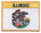 Named Flag Patch of State of Illinois - 2¾x3½" embroidered Named Flag Patch of the State of Illinois.<BR>Combines with our other Named Flag Patches for discounts.