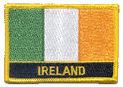Named Flag Patch of Ireland - 2¼x3¼" embroidered Named Flag Patch of Ireland.<BR>Combines with our other Named Flag Patches for discounts.