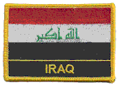 Named Flag Patch of Iraq - 2¼x3¼" embroidered Named Flag Patch of Iraq.<BR>Combines with our other Named Flag Patches for discounts.