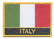 Named Flag Patch of Italy - 2¼x3¼" embroidered Named Flag Patch of Italy.<BR>Combines with our other Named Flag Patches for discounts.