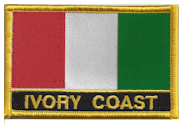Named Flag Patch of Côte d'Ivoire - 2¼x3¼" embroidered Named Flag Patch of Côte d'Ivoire.<BR>Combines with our other Named Flag Patches for discounts.
