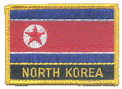 Named Flag Patch of North Korea - 2¼x3¼" embroidered Named Flag Patch of North Korea.<BR>Combines with our other Named Flag Patches for discounts.
