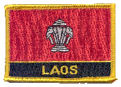 Named Flag Patch of Laos - Elephant (Kingdom) - 2¼x3¼" embroidered Named Flag Patch of Laos - Elephant (Kingdom).<BR>Combines with our other Named Flag Patches for discounts.