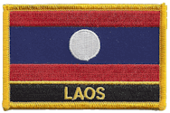 Named Flag Patch of Laos - 2¼x3¼" embroidered Named Flag Patch of Laos.<BR>Combines with our other Named Flag Patches for discounts.