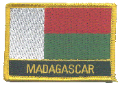 Named Flag Patch of Madagascar - 2¼x3¼" embroidered Named Flag Patch of Madagascar.<BR>Combines with our other Named Flag Patches for discounts.