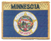 Named Flag Patch of State of Minnesota - 2¾x3½" embroidered Named Flag Patch of the State of Minnesota 1983-2024.<BR>Combines with our other Named Flag Patches for discounts.