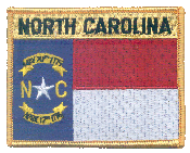 Named Flag Patch of State of North Carolina - 2¾x3½" embroidered Named Flag Patch of the State of North Carolina.<BR>Combines with our other Named Flag Patches for discounts.