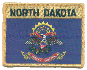 Named Flag Patch of State of North Dakota - 2¾x3½" embroidered Named Flag Patch of the State of North Dakota.<BR>Combines with our other Named Flag Patches for discounts.