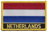 Named Flag Patch of Netherlands - 2¼x3¼" embroidered Named Flag Patch of the Netherlands.<BR>Combines with our other Named Flag Patches for discounts.