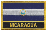 Named Flag Patch of Nicaragua - 2¼x3¼" embroidered Named Flag Patch of Nicaragua.<BR>Combines with our other Named Flag Patches for discounts.