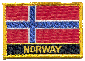 Named Flag Patch of Norway - 2¼x3¼" embroidered Named Flag Patch of Norway.<BR>Combines with our other Named Flag Patches for discounts.