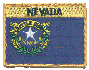 Named Flag Patch of State of Nevada - 2¾x3½" embroidered Named Flag Patch of the State of Nevada.<BR>Combines with our other Named Flag Patches for discounts.