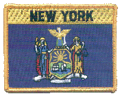 Named Flag Patch of State of New York - 2¾x3½" embroidered Named Flag Patch of the State of New York.<BR>Combines with our other Named Flag Patches for discounts.