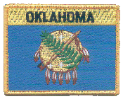 Named Flag Patch of State of Oklahoma - 2¾x3½" embroidered Named Flag Patch of the State of Oklahoma.<BR>Combines with our other Named Flag Patches for discounts.