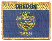 Named Flag Patch of State of Oregon - 2¾x3½" embroidered Named Flag Patch of the State of Oregon.<BR>Combines with our other Named Flag Patches for discounts.