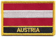 Named Flag Patch of Austria - 2¼x3¼" embroidered Named Flag Patch of Austria.<BR>Combines with our other Named Flag Patches for discounts.