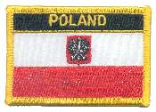 Named Flag Patch of Poland Eagle - 2¼x3¼" embroidered Named Flag Patch of Poland with Eagle.<BR>Combines with our other Named Flag Patches for discounts.